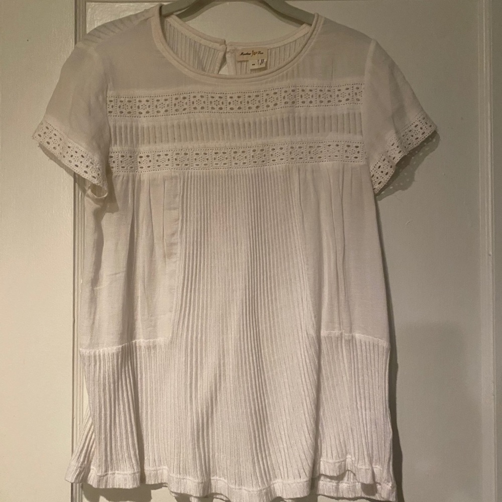 Anthropologie meadow rue embroidered white top
